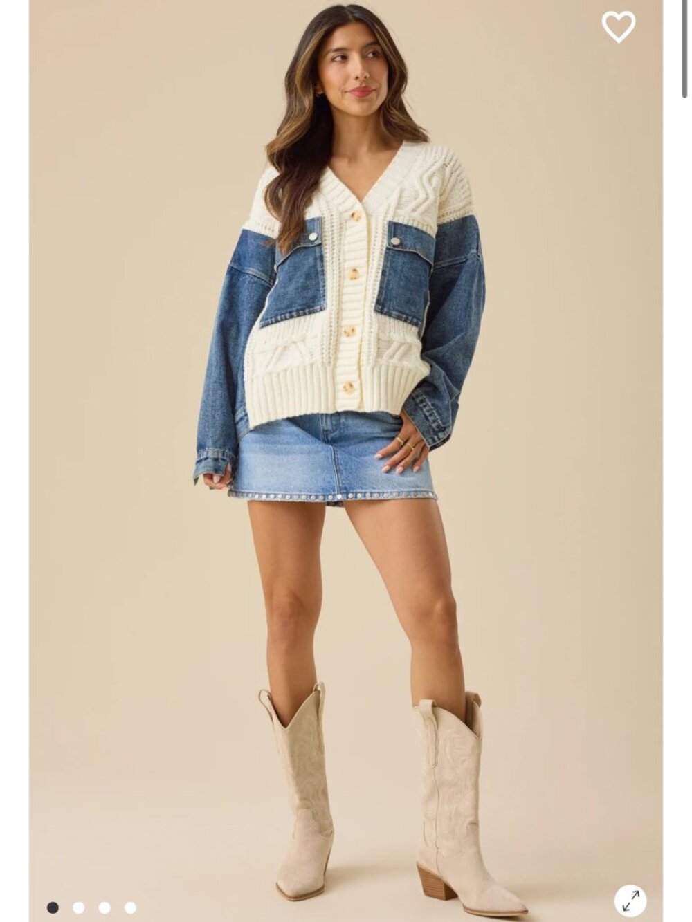 Altar'd State Maxine Denim Knit Mixed Cardigan NWT